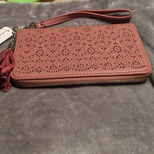 Charming Charlie Pink and silver clutch wallet